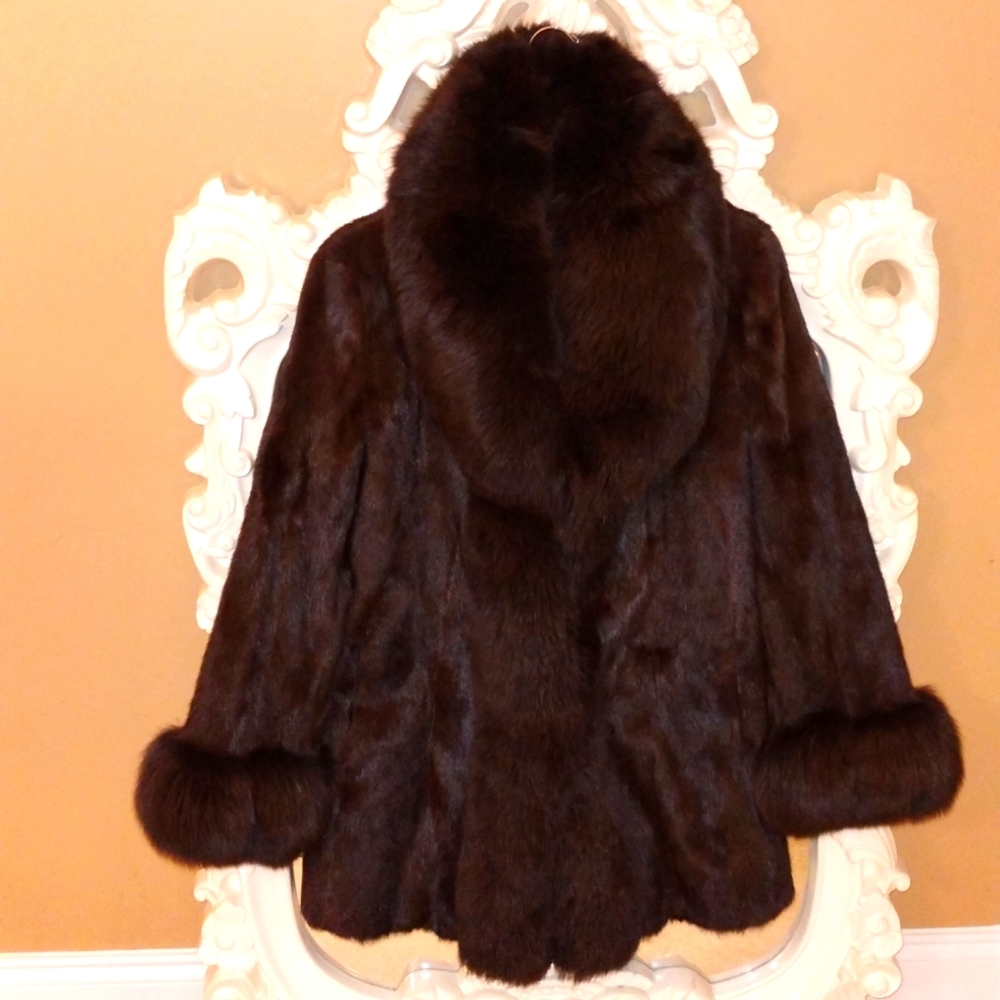 Mahogany Mink Coat with Fox Trim